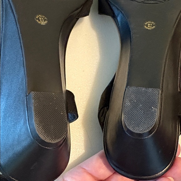 East 5th open toe sling back shoe sandals 1.5” wedge heel fabric black silver - Picture 11 of 11